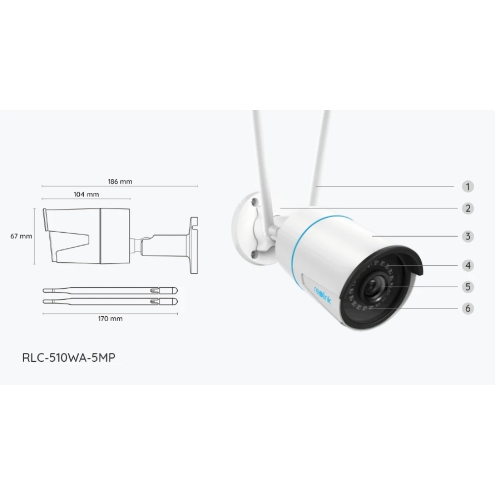 CAMARA IP WIFI RLC-510WA 5MP / SMART / WATERPROOF REOLINK
