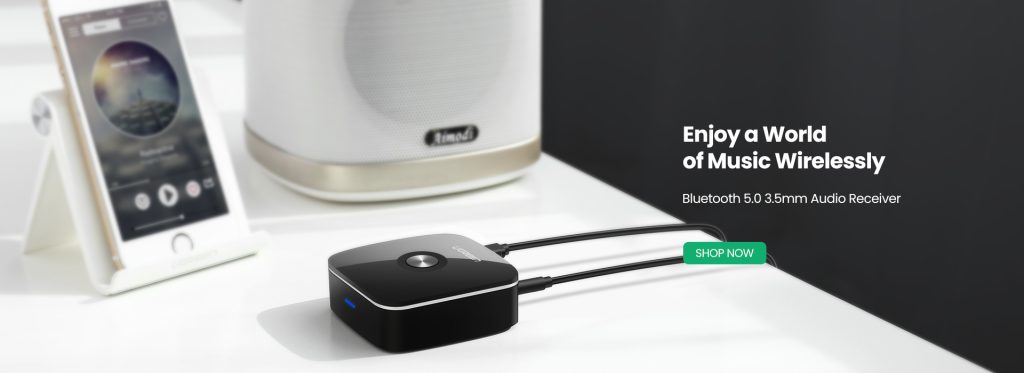 ADAPTADOR AUDIO RECEPTOR BLUETOOTH 5.3 A 2RCA M RECARGABLE NEGRO UGREEN CM123