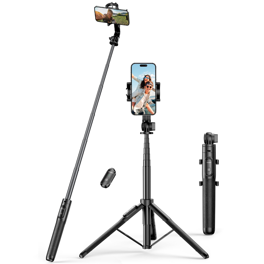 TRIPODE SELFIE 1.5M + SOPORTE PARA CAMARAS + OBTURADOR INALAMBRICO BT UGREEN LP586