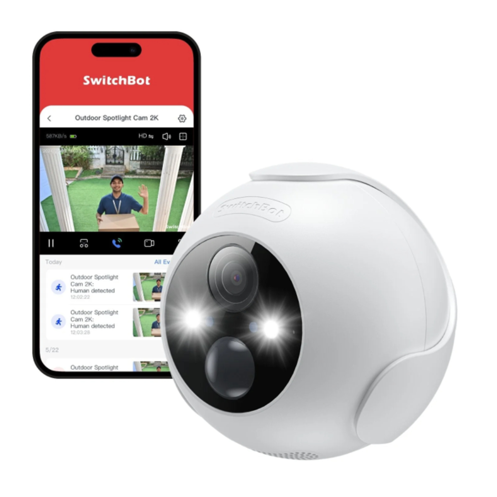 CAMARA SEGURIDAD EXTERIOR VISION NOCTURNA 2K/3MP TWO-WAY TALK  SWITCHBOT OUTDOOR SPOTLIGHT CAM 2K