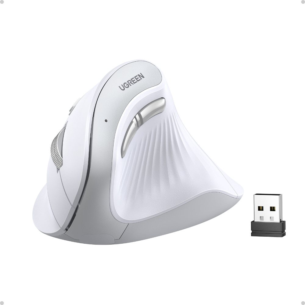 MOUSE INALAMBRICO VERTICAL 2.4GHZ+BT TRIPLE CONEXION (1W+2BT) BLANCO UGREEN MU008