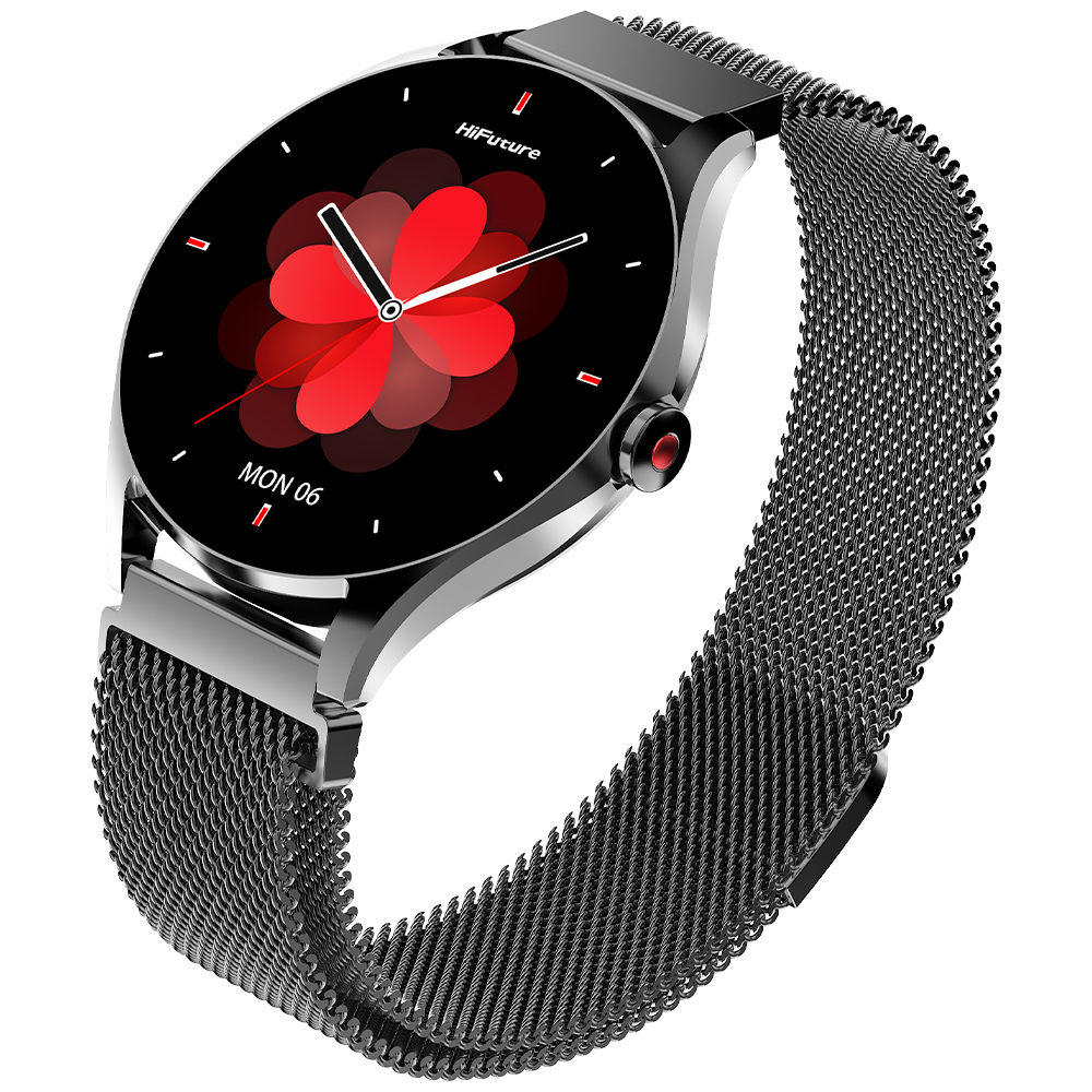 SMARTWATCH AURA2 METALICO NEGRO WATERPROOF PANTALLA 1.32 PULGADAS AMOLED HIFUTURE HSSW18BK